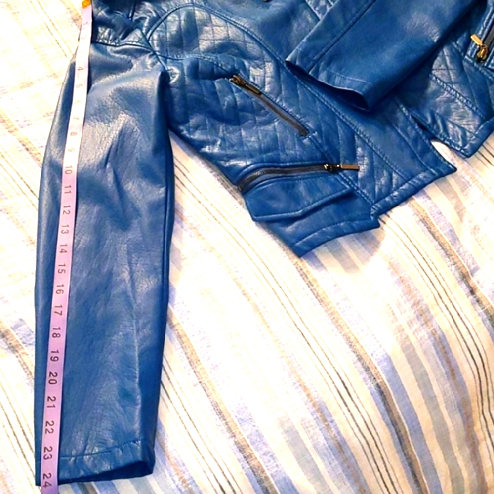 YOKI - Blue Vegan Moto Leather Jacket ๐ NWT! - Picture 9 of 9